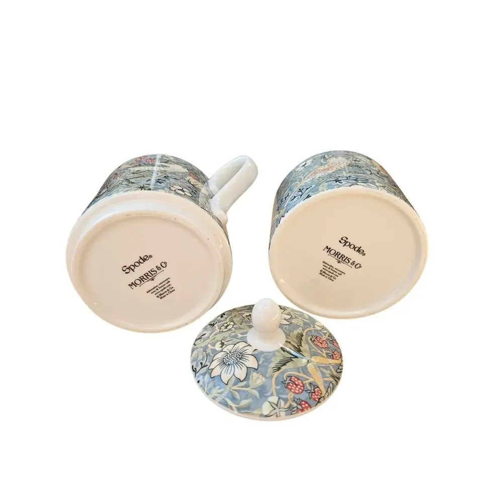 Spode Morris & Co Strawberry Thief Tea For One Teapot Mug Set Porcelain Boxed